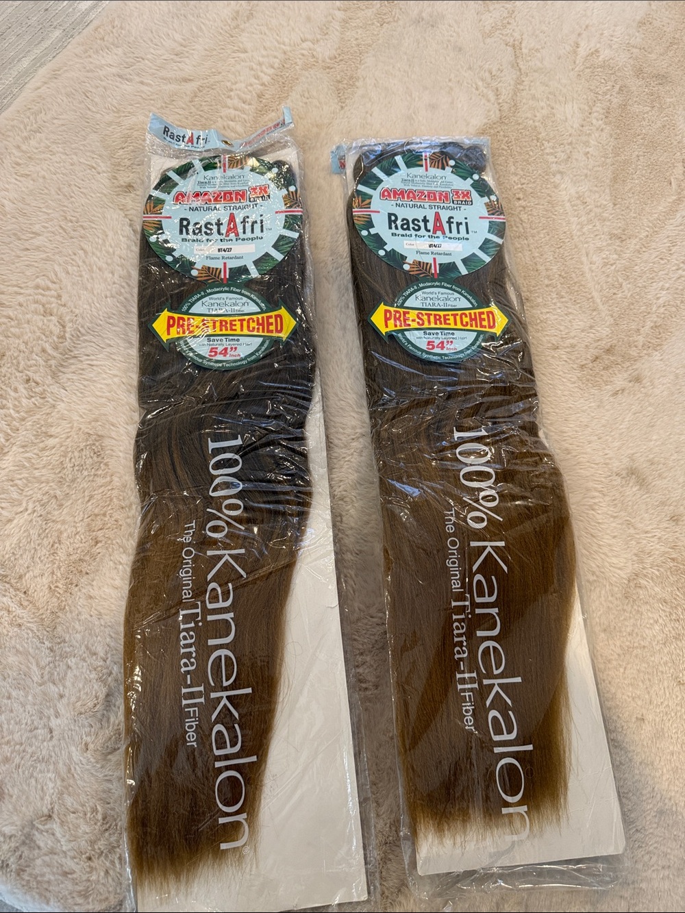 2 packs -RastAfri pre-stretched 54" Kanekalom braiding hair -NWT